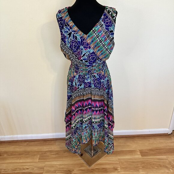 Rabbit Rabbit Rabbit Womens Midi Dress Multicolor Boho Purple Sleeveless XL - Picture 2 of 9